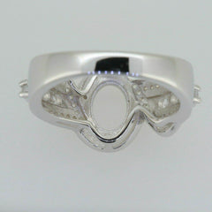 Sterling Silver Semi Mount Ring Setting Oval OV 8x6mm Twist Shank Whit - Syzjewelry