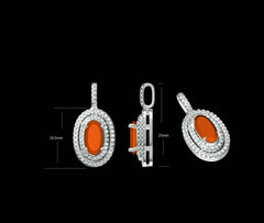 14K White Gold & Diamond Semi Mount Pendant Setting OV 9x5 Double Halo - Syzjewelry