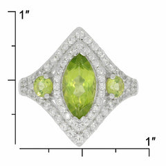 Sterling Silver Semi Mount Ring Setting MQ 12X6mm RD 3.5mm 3 Stones Halo - Syzjewelry