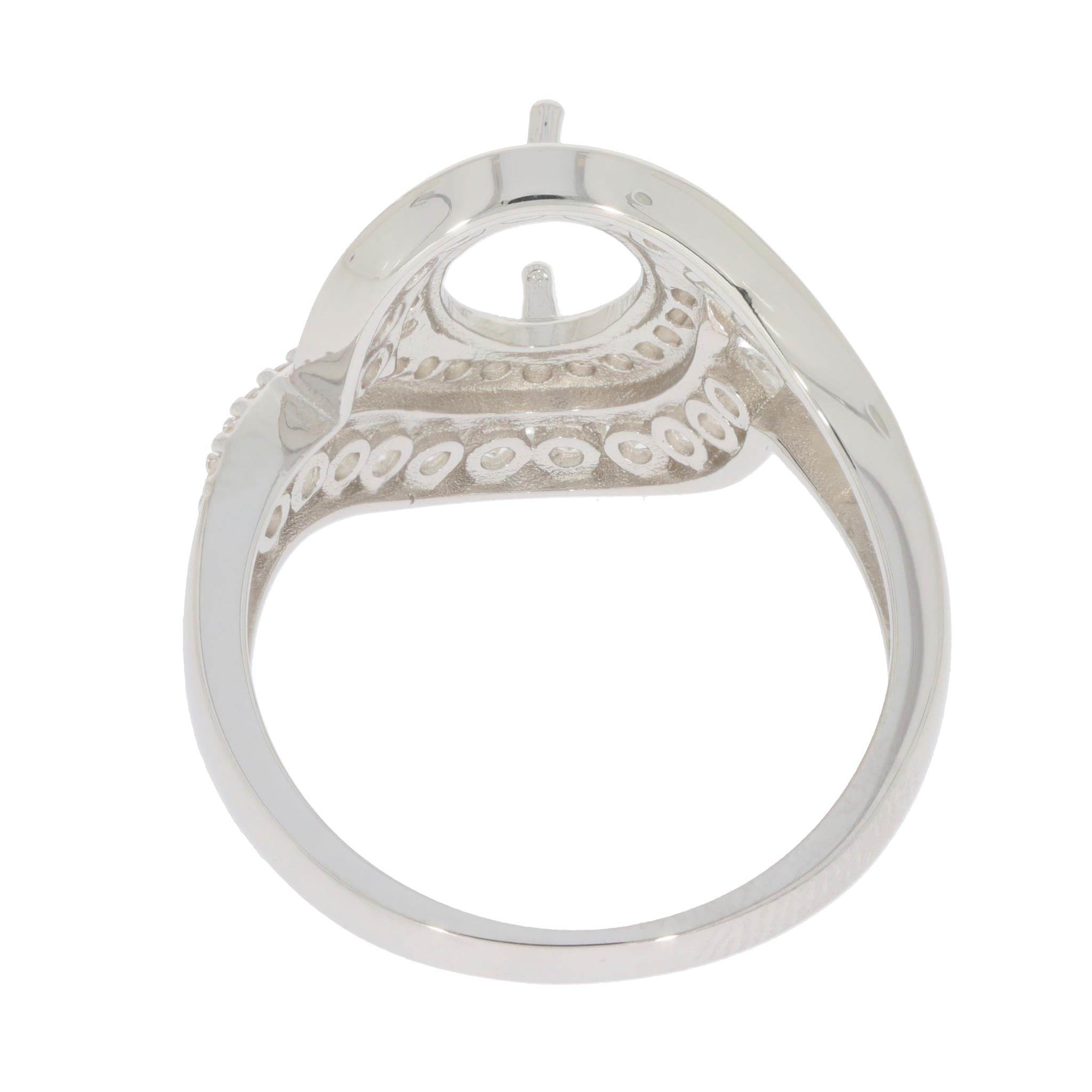 Sterling Silver Semi Mount Ring Setting Oval OV 9x7mm PJC4072R - Syzjewelry