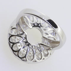 Sterling Silver Semi Mount Ring Setting Oval OV 12x10mm Triple Halo To - Syzjewelry