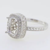 Sterling Silver Semi Mount Ring Setting Cushion CU 10x8mm Halo - Syzjewelry