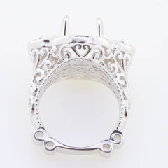 Sterling Silver Semi Mount Ring Setting Oval OV 14X10mm OV6x4 3 Stones - Syzjewelry