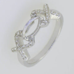 14K White Gold Semi Mount Ring Setting Marquise MQ 10X5mm - Syzjewelry