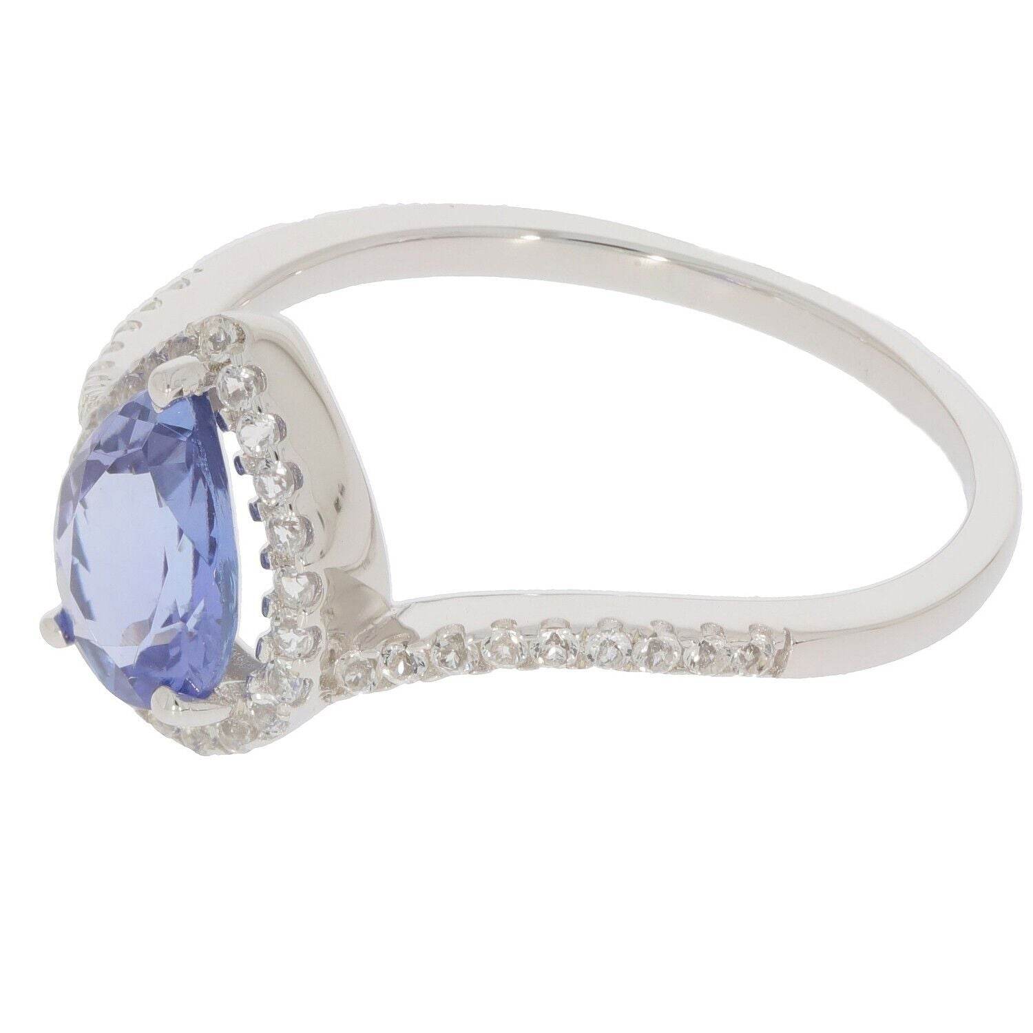 Sterling Silver Semi Mount Ring Setting Pear PE 8x6mm Halo Topaz Delicate - Syzjewelry