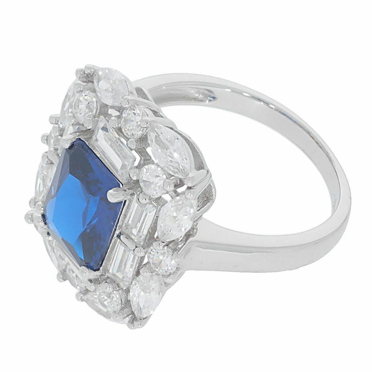 Sterling Silver Semi Mount Ring Setting Emerald OCT 9X7mm Double Halo - Syzjewelry