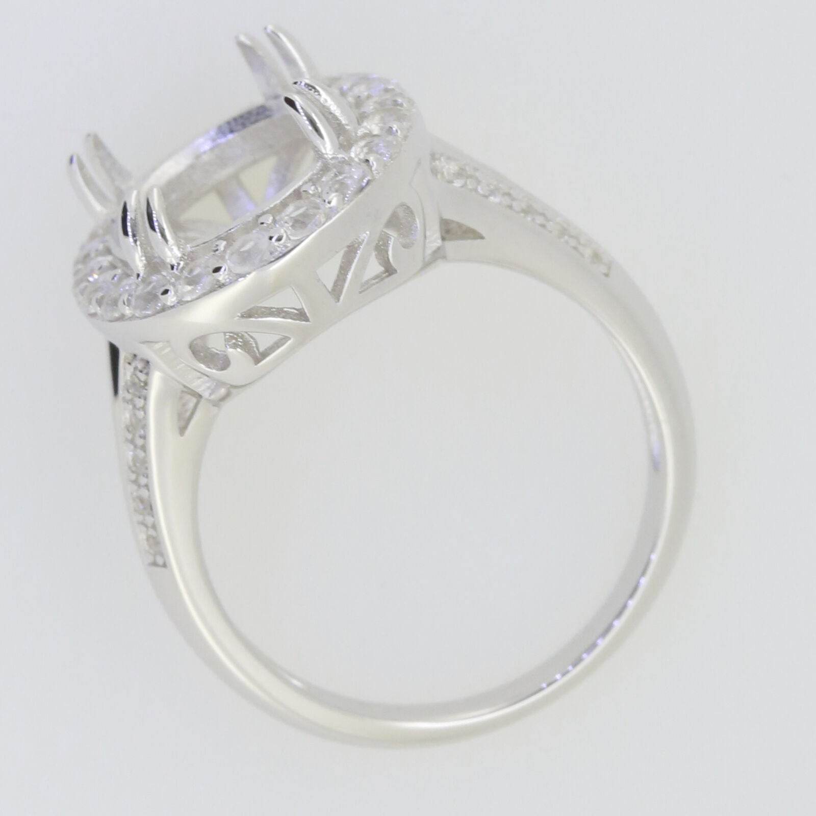 Sterling Silver Semi Mount Ring Setting Oval OV 13X10mm Halo Split Sha - Syzjewelry