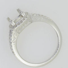 Sterling Silver Semi Mount Ring Setting Cushion CU 9x7mm Halo Topaz Split Shank - Syzjewelry