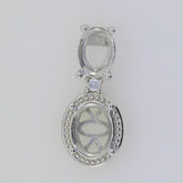 Sterling Silver Semi Mount Pendant Setting Oval OV 9X7mm White Topaz - Syzjewelry