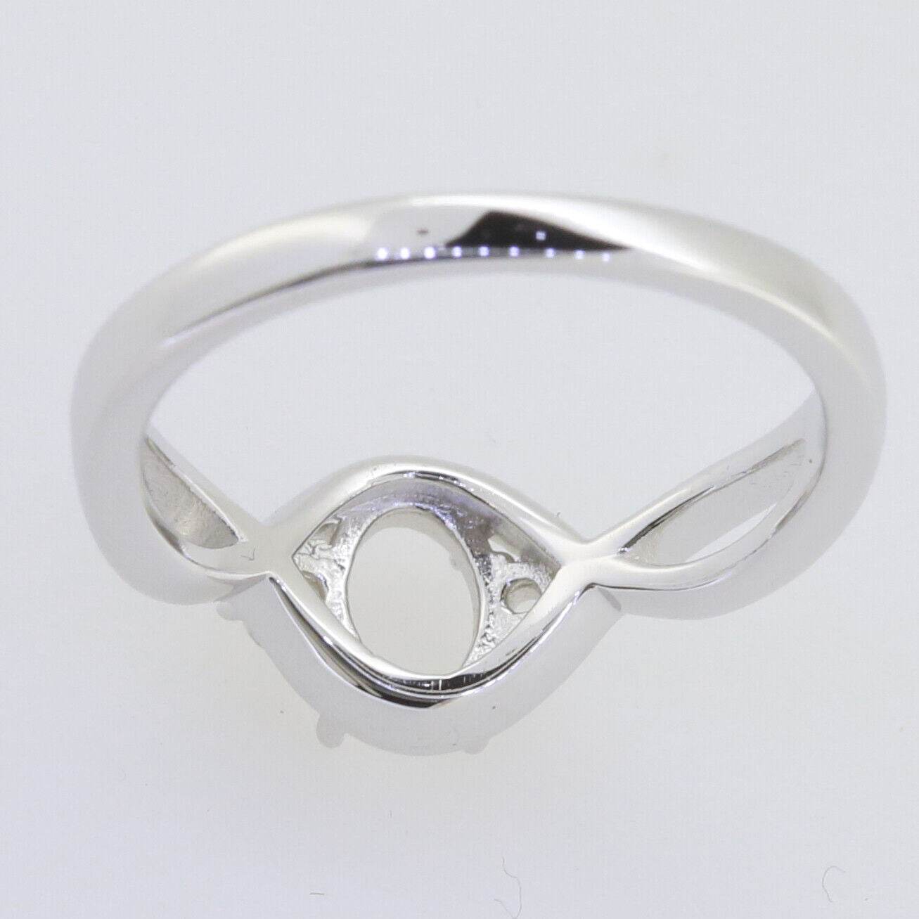 Sterling Silver Semi Mount Ring Setting Oval OV 7x5mm Twisted Shank Wh - Syzjewelry