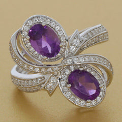 Sterling Silver Semi Mount Ring Setting Oval OV 7X5mm Twin Stone Cluster Ring - Syzjewelry