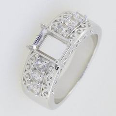 Sterling Silver Semi Mount Ring Setting Emerald OCT 8x6mm - Syzjewelry