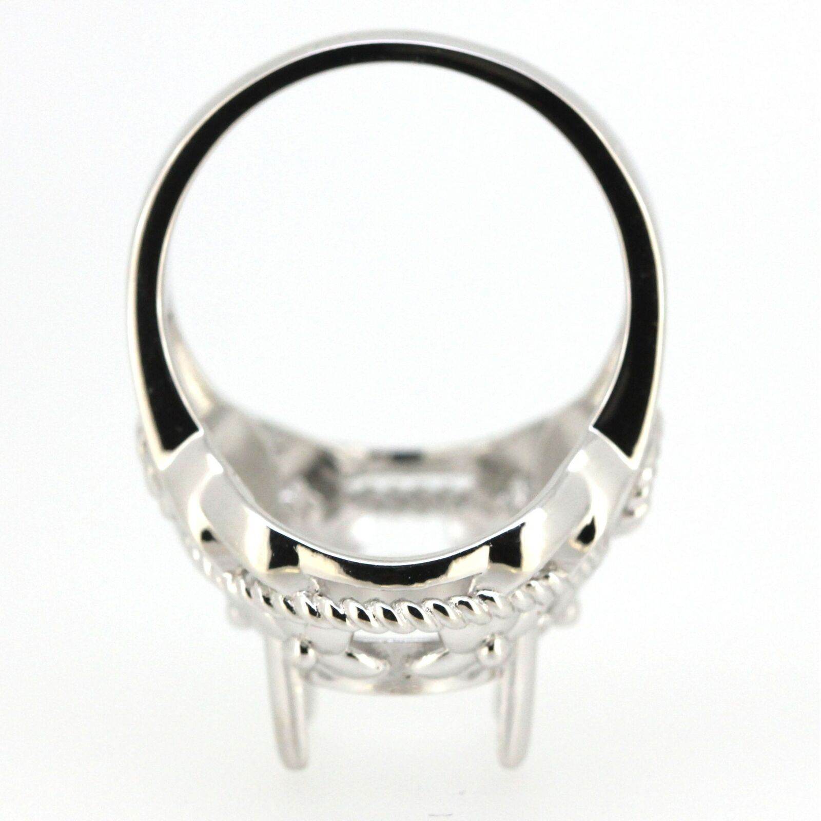 Art Deco Style Sterling Silver Semi Mount Ring Setting Oval OV 12x10mm - Syzjewelry