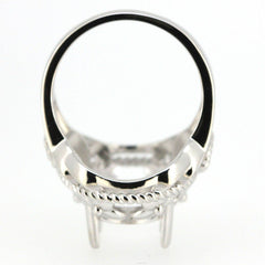 Art Deco Style Sterling Silver Semi Mount Ring Setting Oval OV 12x10mm - Syzjewelry