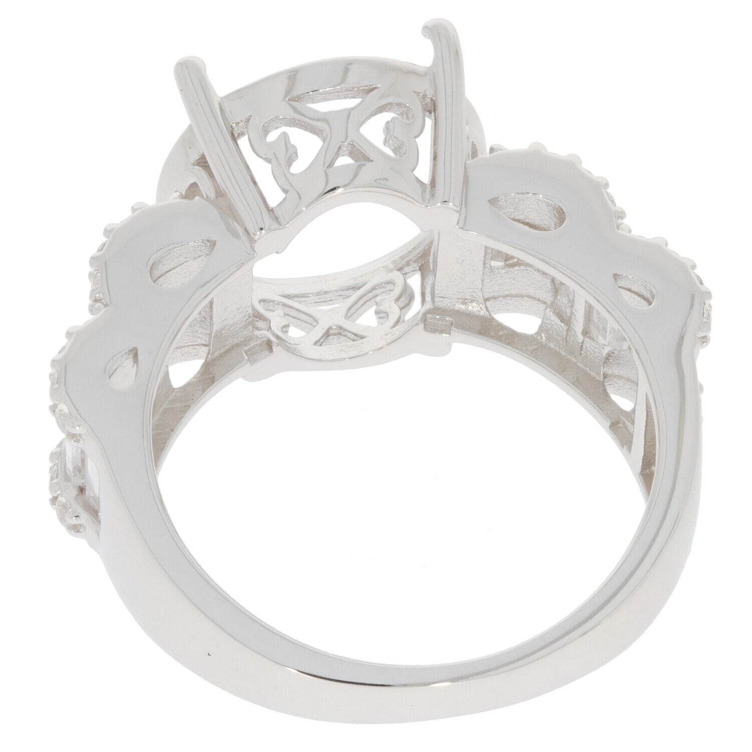 Sterling Silver Semi Mount Ring Setting Oval OV 14X12mm Channel Bezel PJC - Syzjewelry