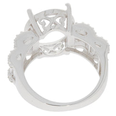 Sterling Silver Semi Mount Ring Setting Oval OV 14X12mm Channel Bezel PJC - Syzjewelry