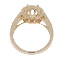 14K Yellow Gold Semi Mount Ring Setting Oval OV 8x6mm Halo - Syzjewelry