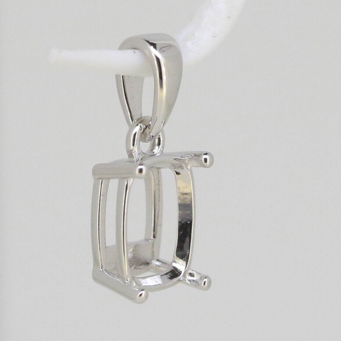 Sterling Silver Semi Mount Pendants Setting Cushion CU 9x7mm White Top Solid - Syzjewelry