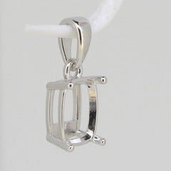 Sterling Silver Semi Mount Pendants Setting Cushion CU 9x7mm White Top Solid - Syzjewelry
