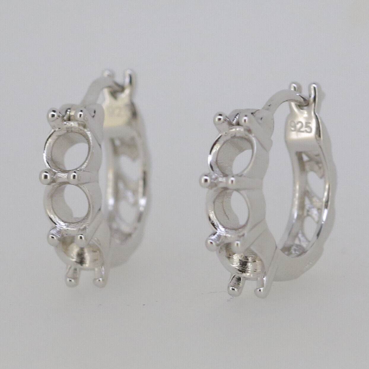 Sterling Silver Semi Mount Earrings Setting RD 5x5mm French Clip - Syzjewelry