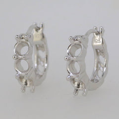 Sterling Silver Semi Mount Earrings Setting RD 5x5mm French Clip - Syzjewelry