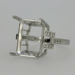 Sterling Silver Semi Mount Ring Setting Emerald Oct 16x12mm White Topaz - Syzjewelry