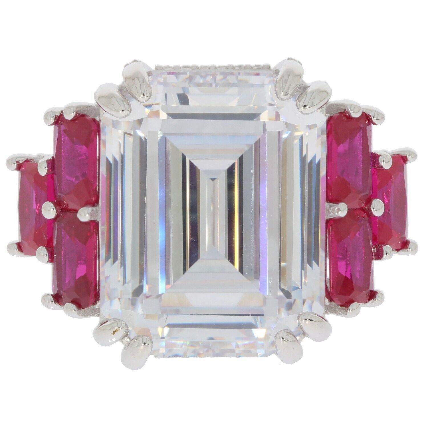 Sterling Silver Semi Mount Ring Setting Emerald OCT 18X14 5.5x4mm White Topa - Syzjewelry