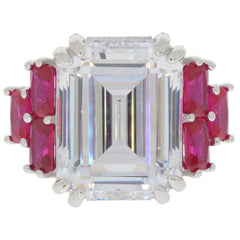 Sterling Silver Semi Mount Ring Setting Emerald OCT 18X14 5.5x4mm White Topa - Syzjewelry