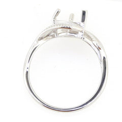 Sterling Silver Semi Mount Ring Setting Pear PE 8x6mm Feather Theme - Syzjewelry