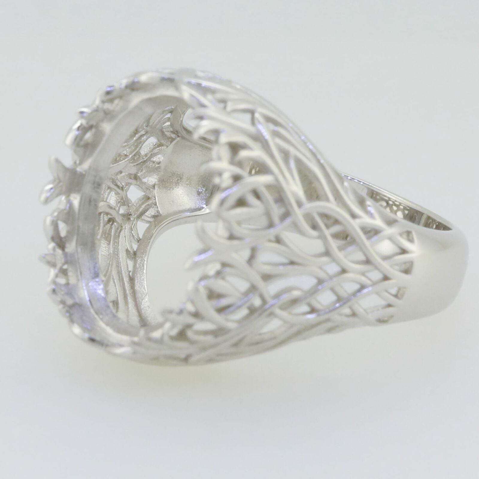 Sterling Silver Semi Mount Ring Setting Oval OV 16x12mm Art Deco Style - Syzjewelry