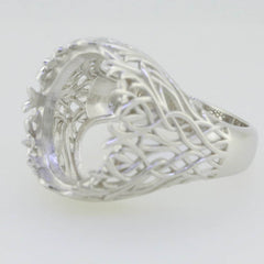 Sterling Silver Semi Mount Ring Setting Oval OV 16x12mm Art Deco Style - Syzjewelry