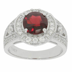 Sterling Silver Semi Mount Ring Setting RD 8x8mm Halo w/ White Topaz or Black Spinel - Syzjewelry