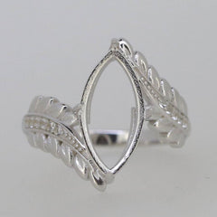 Art Nouveau Sterling Silver Semi Mount Ring Setting Marquise MQ 16x8mm - Syzjewelry