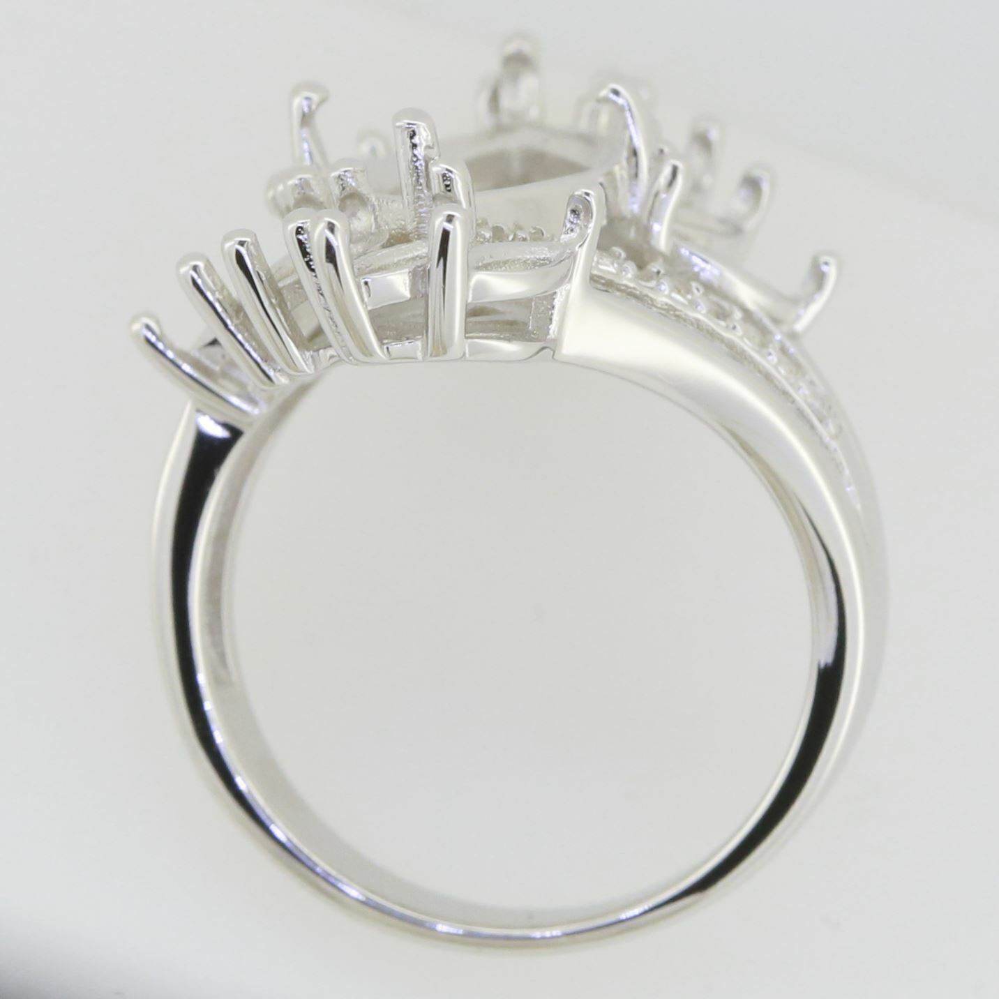 14K White Gold Semi Mount Ring Setting Marquise MQ 16x8mm 5x2.5mm Cluster - Syzjewelry