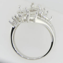 14K White Gold Semi Mount Ring Setting Marquise MQ 16x8mm 5x2.5mm Cluster - Syzjewelry