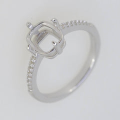Sterling Silver Semi Mount Ring Setting Cushion CU 9x7mm White Topaz GTL22035R - Syzjewelry