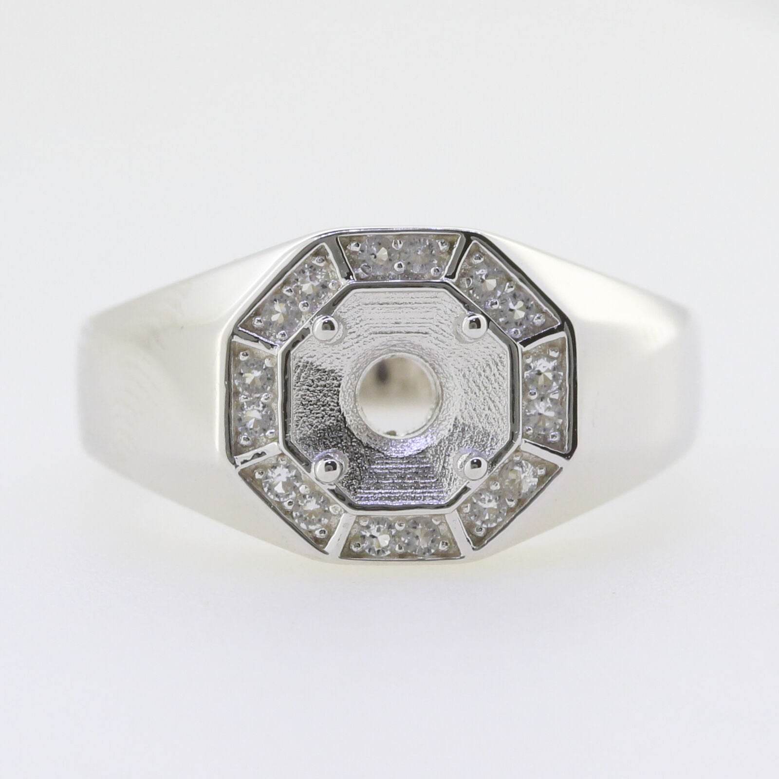 Sterling Silver Semi Mount Ring Setting Round RD 6x6mm Menïs Ring Whit - Syzjewelry