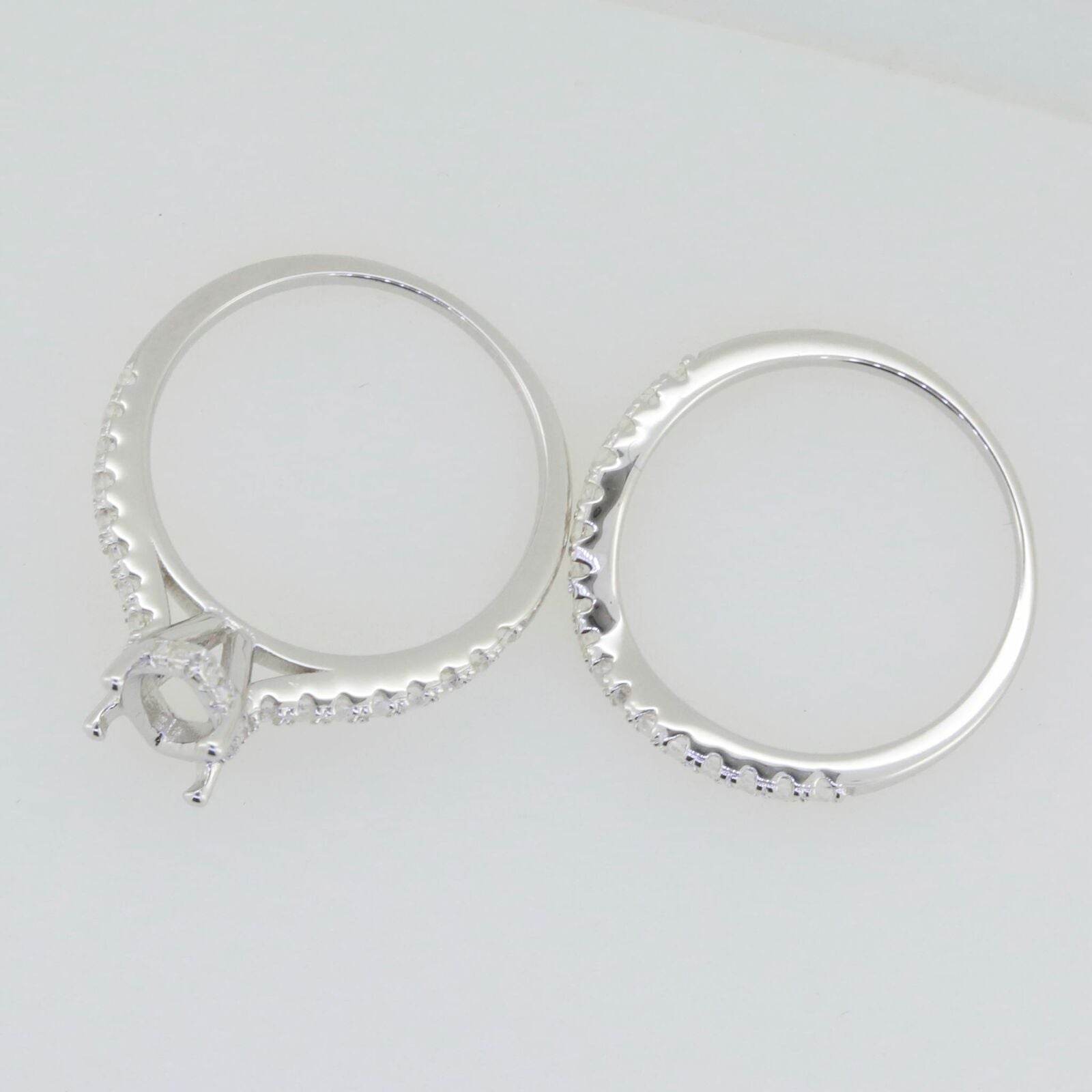 2 PC Set Sterling Silver Semi Mount Ring Setting Marquise MQ 12X6mm Topaz - Syzjewelry