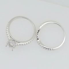 2 PC Set Sterling Silver Semi Mount Ring Setting Marquise MQ 12X6mm Topaz - Syzjewelry