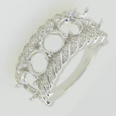 Sterling Silver Semi Mount Ring Setting Round RD 6x6mm 5 Stone Band Design - Syzjewelry