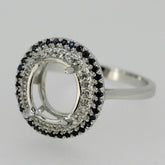 Sterling Silver Semi Mount Ring Setting OV 10x8mm Natural White & Blue Sapphire - Syzjewelry