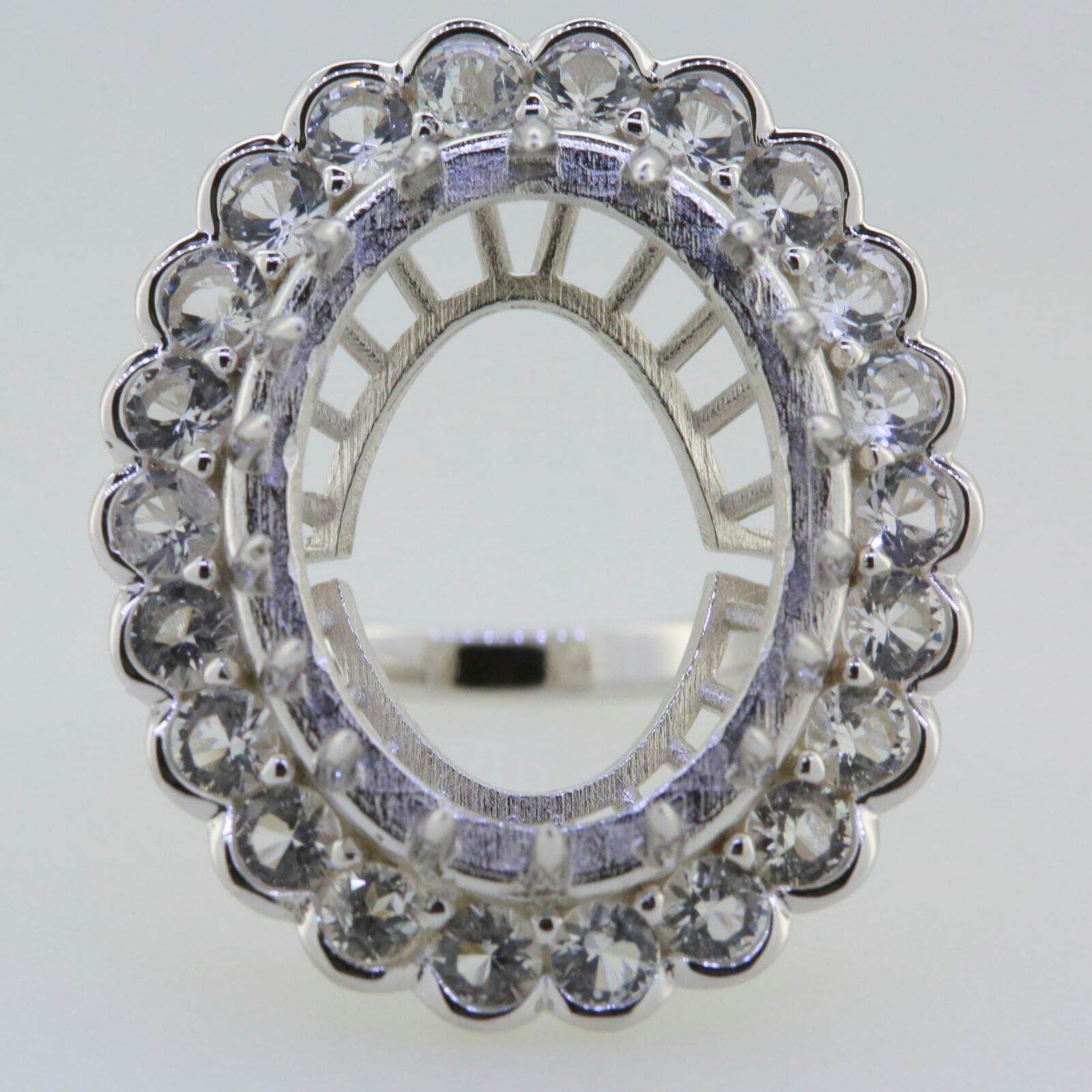 14K White Gold Semi Mount Ring Setting Oval OV 12x10mm Moissanite - Syzjewelry