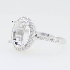 Sterling Silver Semi Mount Ring Setting Oval OV 12x10mm Solitaire - Syzjewelry