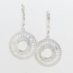 Sterling Silver Semi Mount Ring Setting Round RD 8x8mm Baguette Triple - Syzjewelry