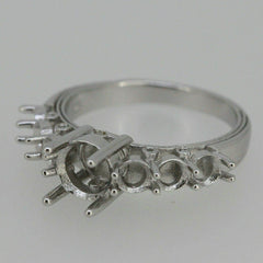 Sterling silver Semi Mount Ring Setting Round RD 7x7mm & RD 4x4 w/ White Topaz - Syzjewelry