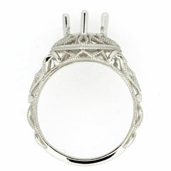 Art Deco Style Sterling Silver Semi Mount Ring Setting Trillion Tri 6x6mm - Syzjewelry