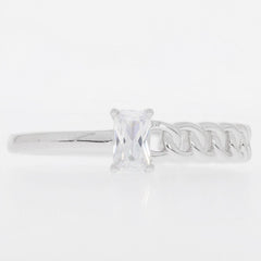 Sterling Silver Semi Mount Ring Setting Emerald OCT 5X3mm Chain Band - Syzjewelry