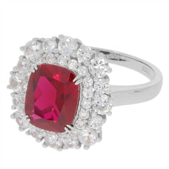 Sterling Silver Semi Mount Ring Setting Cushion CU 10x8mm Double Halo - Syzjewelry