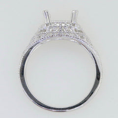 Filigree Sterling Silver Semi Mount Ring Setting Cushion CU 7x7mm Vintage Repro - Syzjewelry