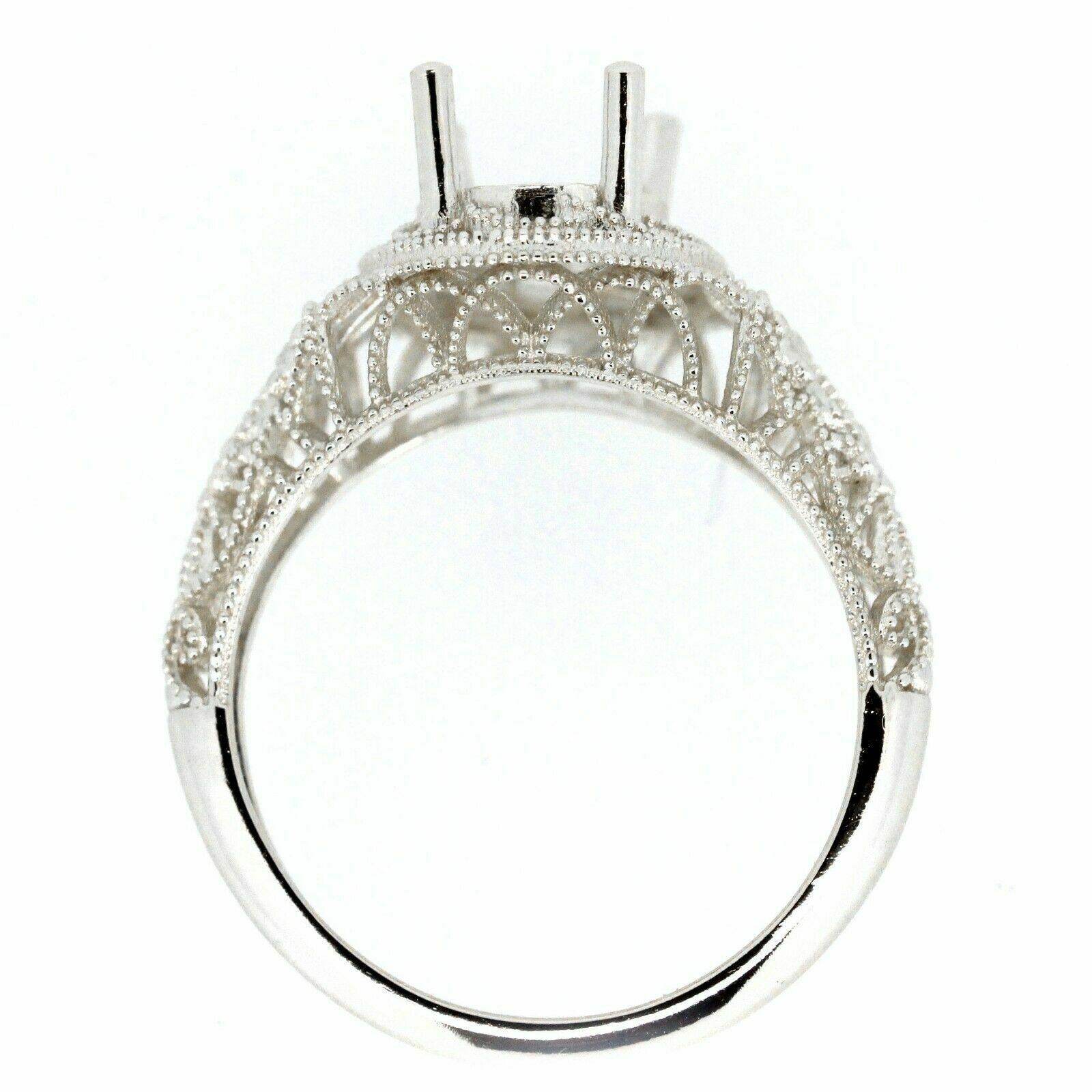 Filigree Sterling Silver Semi Mount Ring Setting Oval OV 9x7mm Vintage Repro - Syzjewelry